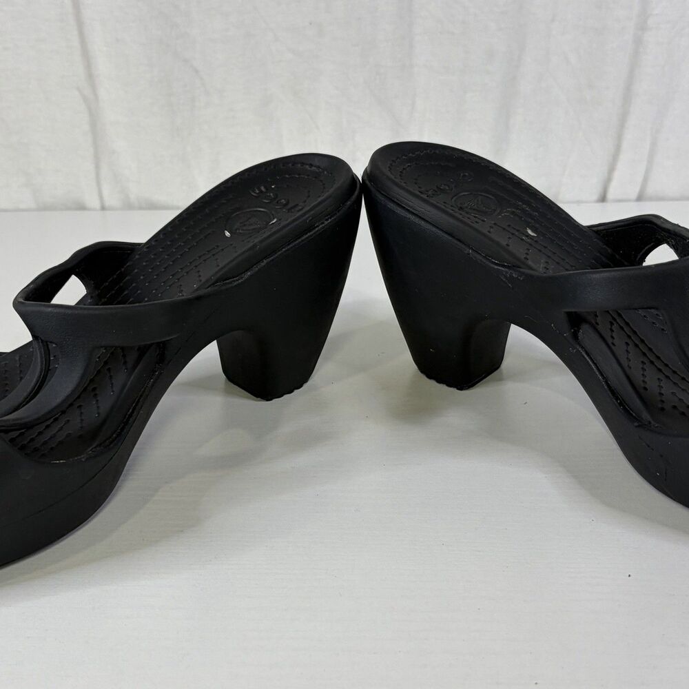Crocs Cyprus II Black High Heel Wedge Sandals Womens Size 9 Platform